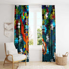 Sharks Autism Awareness Window Curtain Puzzle Flames Rugby Ball