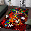 Dolphins Autism Awareness Area Rug Puzzle Flames Rugby Ball