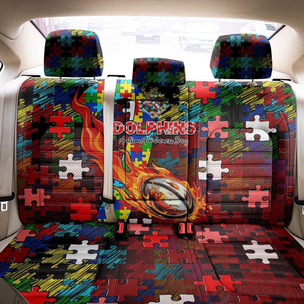 Dolphins Autism Awareness Back Car Seat Cover Puzzle Flames Rugby Ball