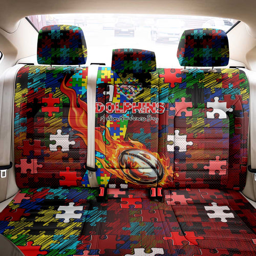 Dolphins Autism Awareness Back Car Seat Cover Puzzle Flames Rugby Ball