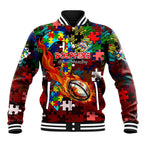 Dolphins Autism Awareness Baseball Jacket Puzzle Flames Rugby Ball