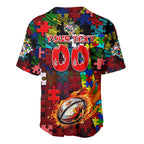 Dolphins Autism Awareness Baseball Jersey Puzzle Flames Rugby Ball