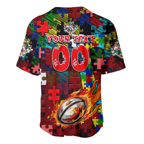 Dolphins Autism Awareness Baseball Jersey Puzzle Flames Rugby Ball