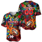 Dolphins Autism Awareness Baseball Jersey Puzzle Flames Rugby Ball