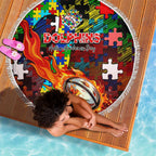 Dolphins Autism Awareness Beach Blanket Puzzle Flames Rugby Ball