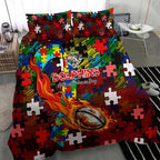 Dolphins Autism Awareness Bedding Set Puzzle Flames Rugby Ball