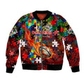 Dolphins Autism Awareness Bomber Jacket Puzzle Flames Rugby Ball