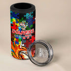 Dolphins Autism Awareness 4 in 1 Can Cooler Tumbler Puzzle Flames Rugby Ball