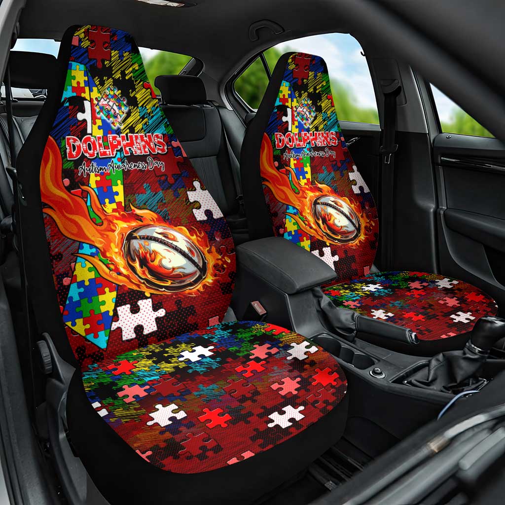 Dolphins Autism Awareness Car Seat Cover Puzzle Flames Rugby Ball