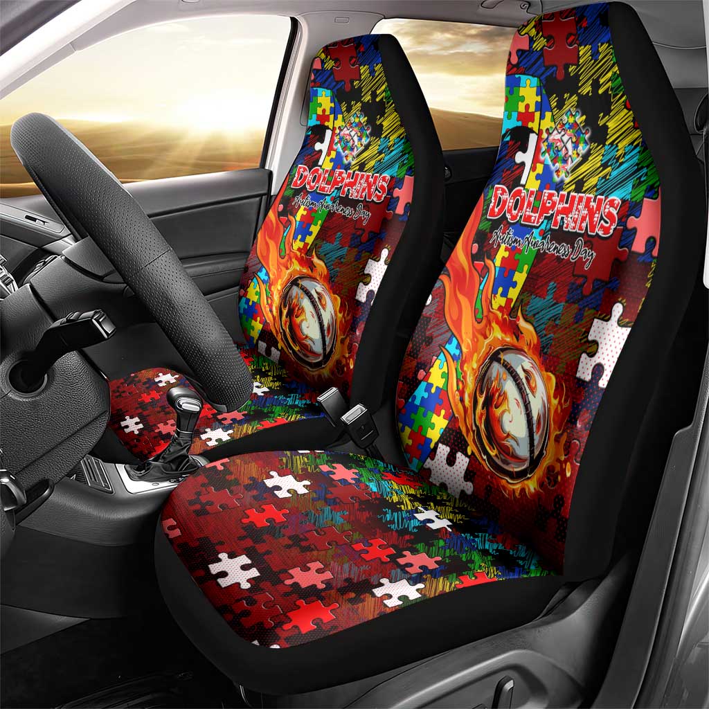 Dolphins Autism Awareness Car Seat Cover Puzzle Flames Rugby Ball