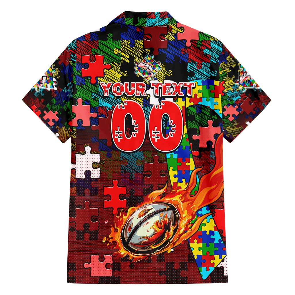 Dolphins Autism Awareness Family Matching Long Sleeve Bodycon Dress and Hawaiian Shirt Puzzle Flames Rugby Ball