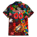 Dolphins Autism Awareness Family Matching Long Sleeve Bodycon Dress and Hawaiian Shirt Puzzle Flames Rugby Ball