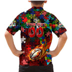 Dolphins Autism Awareness Family Matching Mermaid Dress and Hawaiian Shirt Puzzle Flames Rugby Ball