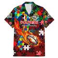 Dolphins Autism Awareness Family Matching Mermaid Dress and Hawaiian Shirt Puzzle Flames Rugby Ball