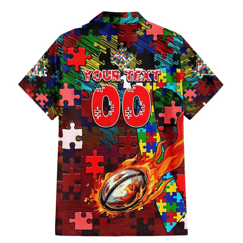 Dolphins Autism Awareness Family Matching Mermaid Dress and Hawaiian Shirt Puzzle Flames Rugby Ball