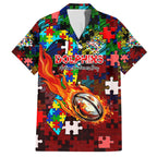 Dolphins Autism Awareness Family Matching Off The Shoulder Long Sleeve Dress and Hawaiian Shirt Puzzle Flames Rugby Ball