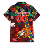 Dolphins Autism Awareness Family Matching Off The Shoulder Long Sleeve Dress and Hawaiian Shirt Puzzle Flames Rugby Ball