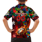 Dolphins Autism Awareness Family Matching Summer Maxi Dress and Hawaiian Shirt Puzzle Flames Rugby Ball