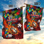 Dolphins Autism Awareness Garden Flag Puzzle Flames Rugby Ball