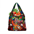 Dolphins Autism Awareness Grocery Bag Puzzle Flames Rugby Ball