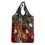 Dolphins Autism Awareness Grocery Bag Puzzle Flames Rugby Ball