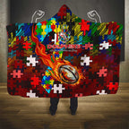 Dolphins Autism Awareness Hooded Blanket Puzzle Flames Rugby Ball