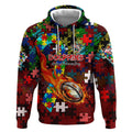 Dolphins Autism Awareness Hoodie Puzzle Flames Rugby Ball