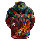 Dolphins Autism Awareness Hoodie Puzzle Flames Rugby Ball
