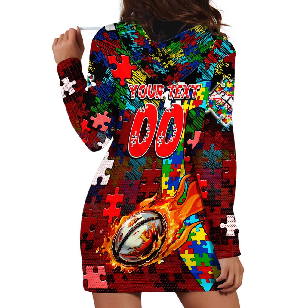 Dolphins Autism Awareness Hoodie Dress Puzzle Flames Rugby Ball
