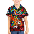 Dolphins Autism Awareness Kid Hawaiian Shirt Puzzle Flames Rugby Ball