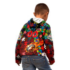 Dolphins Autism Awareness Kid Hoodie Puzzle Flames Rugby Ball