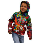 Dolphins Autism Awareness Kid Hoodie Puzzle Flames Rugby Ball