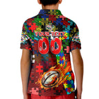 Dolphins Autism Awareness Kid Polo Shirt Puzzle Flames Rugby Ball