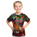 Dolphins Autism Awareness Kid T Shirt Puzzle Flames Rugby Ball