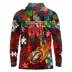 Dolphins Autism Awareness Long Sleeve Polo Shirt Puzzle Flames Rugby Ball