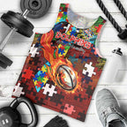Dolphins Autism Awareness Men Tank Top Puzzle Flames Rugby Ball
