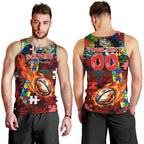 Dolphins Autism Awareness Men Tank Top Puzzle Flames Rugby Ball