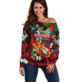 Dolphins Autism Awareness Off Shoulder Sweater Puzzle Flames Rugby Ball