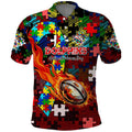 Dolphins Autism Awareness Polo Shirt Puzzle Flames Rugby Ball