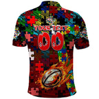 Dolphins Autism Awareness Polo Shirt Puzzle Flames Rugby Ball