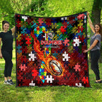 Dolphins Autism Awareness Quilt Puzzle Flames Rugby Ball