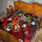 Dolphins Autism Awareness Quilt Puzzle Flames Rugby Ball