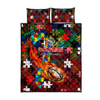 Dolphins Autism Awareness Quilt Bed Set Puzzle Flames Rugby Ball