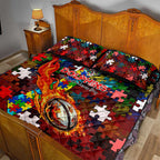 Dolphins Autism Awareness Quilt Bed Set Puzzle Flames Rugby Ball