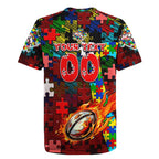 Dolphins Autism Awareness Rugby Jersey Puzzle Flames Rugby Ball
