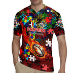 Dolphins Autism Awareness Rugby Jersey Puzzle Flames Rugby Ball