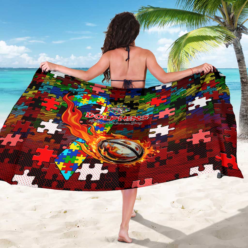 Dolphins Autism Awareness Sarong Puzzle Flames Rugby Ball
