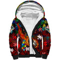 Dolphins Autism Awareness Sherpa Hoodie Puzzle Flames Rugby Ball