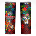 Dolphins Autism Awareness Skinny Tumbler Puzzle Flames Rugby Ball