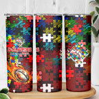 Dolphins Autism Awareness Skinny Tumbler Puzzle Flames Rugby Ball